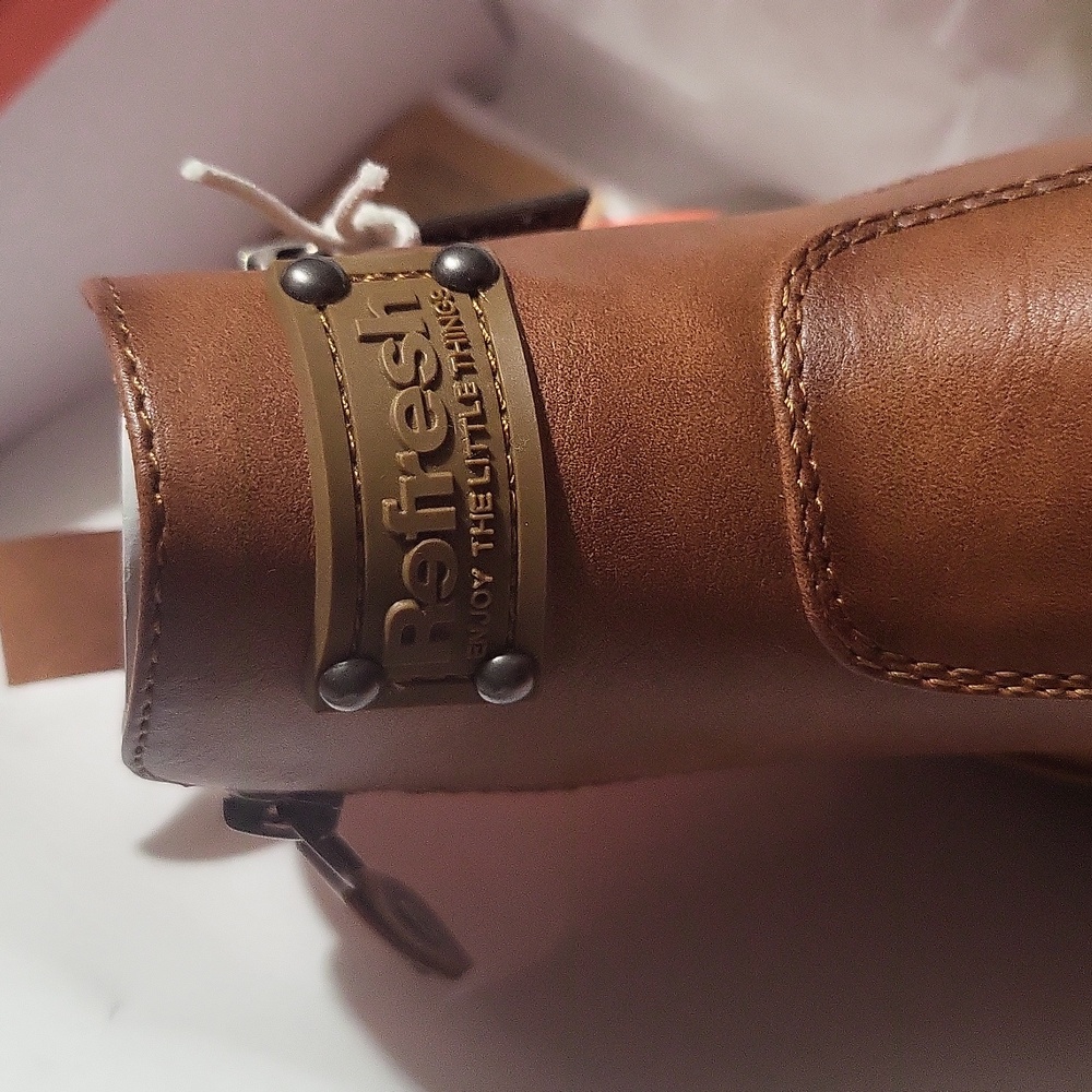 Women's Brown Booties, Vegan Leather - Picture 4 of 6